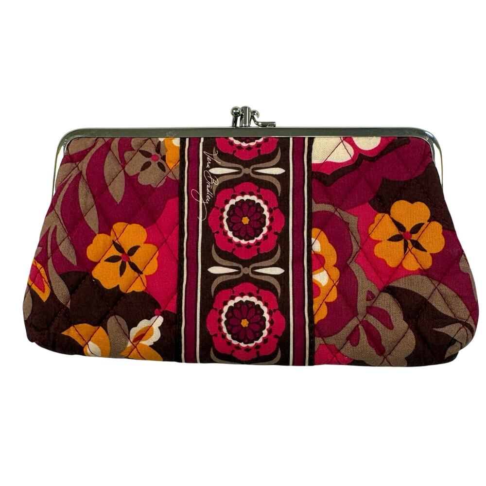 Vera Bradley Double Kisslock Clutch Wallet in Carnaby Floral Retired 2009 - Picture 2 of 9